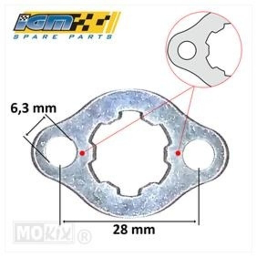 Borgplaat VKW Honda/Senda 28mm (Nok bij Bout)