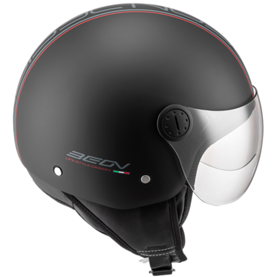 Beon BEON DESIGN jethelm mat zwart – maat L, comfortabele scooterhelm met vizier