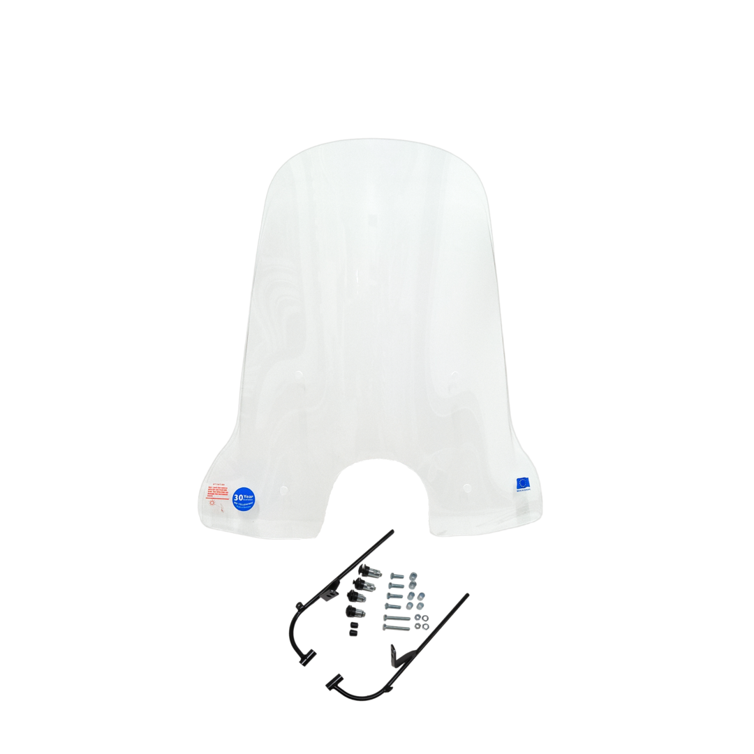 Windscherm hoog 73cm helder Regia + bevestigingsset – Made in EU – BTC Riva, China LX, Napoli, GTS Toscana, AGM VX50, La Souris
