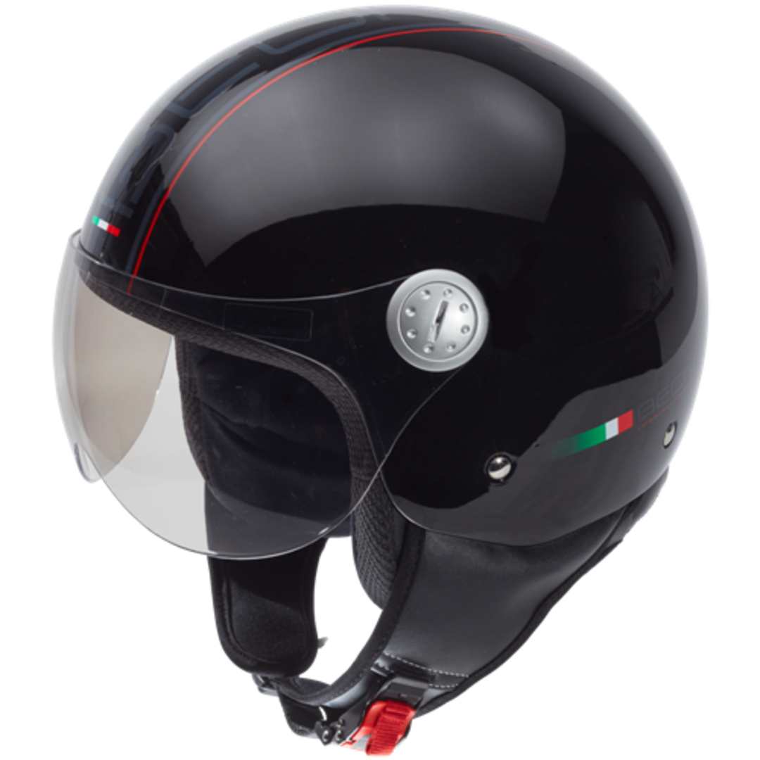 Beon BEON DESIGN jethelm glans zwart – maat S, stijlvolle scooterhelm met helder vizier
