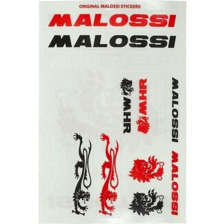 Malossi stickerset malossi zwart/rood 12-delig 3314153