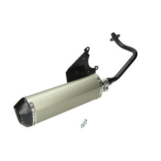 Piaggio uitlaat cpl ovaal (made in EU) E2 (model Akrapovic) alu/zwart past op zip 4t