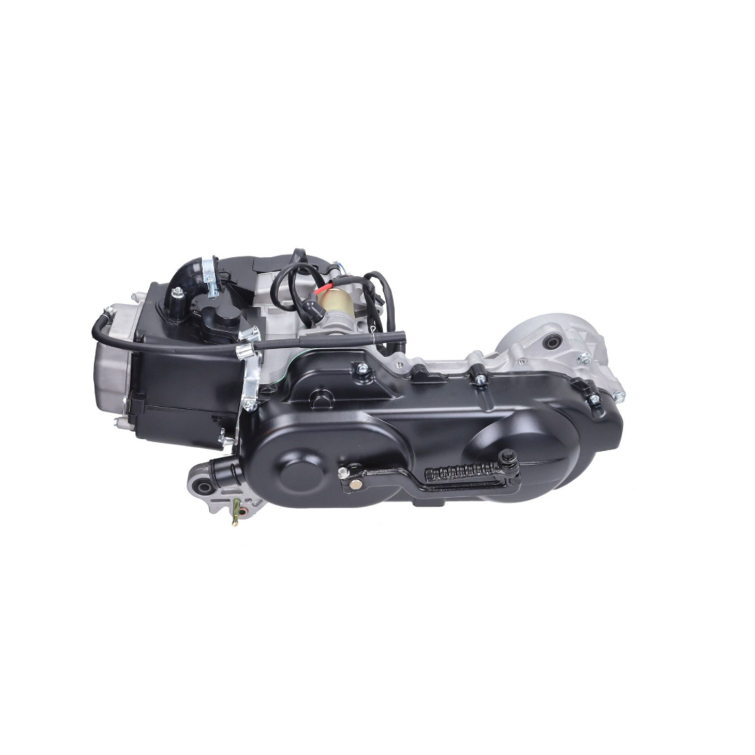 Motorblok compleet 10 inch korte as China retro/Torino/Sco GY6/V-Clic – 4-takt, enkele schokdemper, met cilinder, zonder carburateur – 35cm