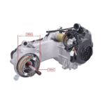 Motorblok compleet 10 inch lange as China LX model/Sco GY6/Sco China 4T – 4-takt, met dubbele schokdempers, zonder carburateur