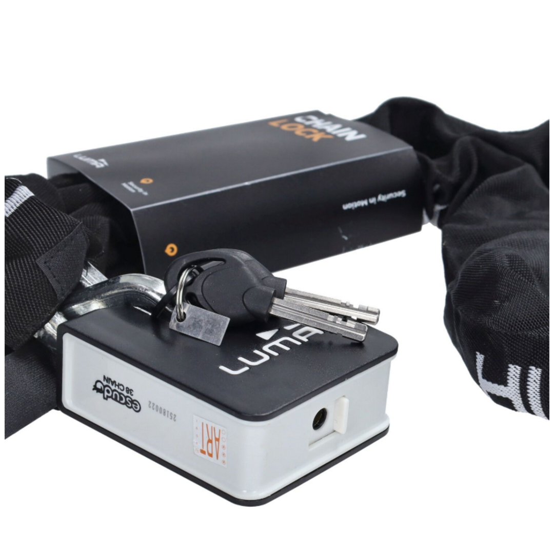 Luma Luma kettingslot met hangslot Escudo 38 – ART 3 sterren – 170 cm zwart/wit – MBT4091 goedgekeurd