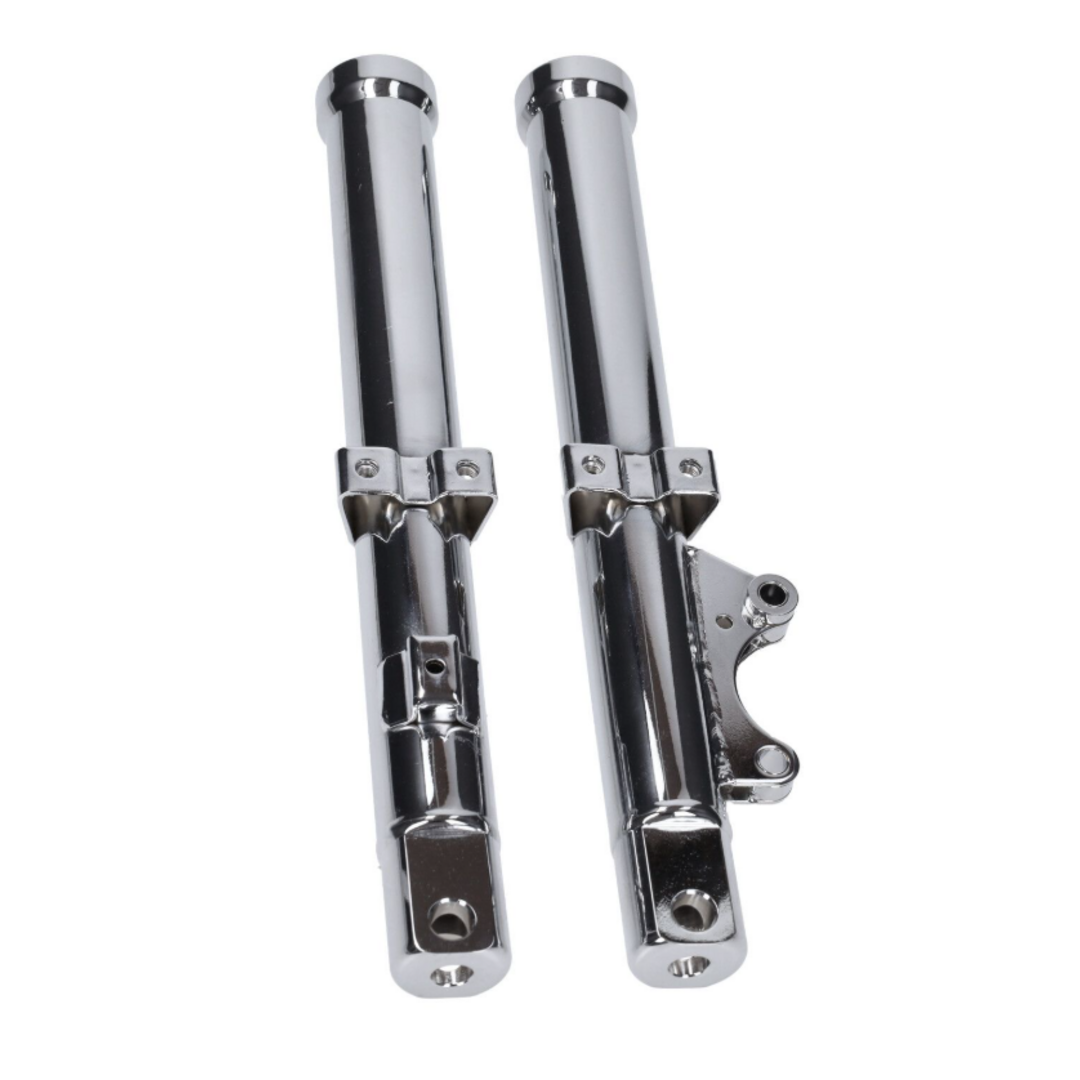 Zündapp  Buitenpootset voorvork links en rechts chroom – compleet met bussen en keerringen – passend op Zundapp nieuw type model 529 en 530