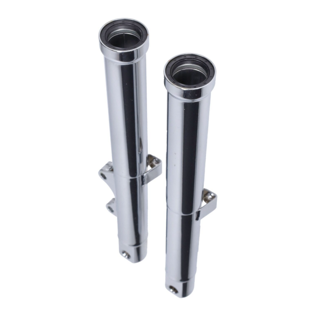 Zündapp  Buitenpootset voorvork links en rechts chroom – compleet met bussen en keerringen – passend op Zundapp nieuw type model 529 en 530