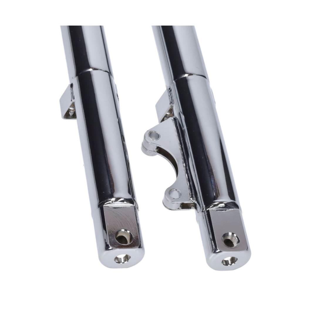 Zündapp  Buitenpootset voorvork links en rechts chroom – compleet met bussen en keerringen – passend op Zundapp nieuw type model 529 en 530