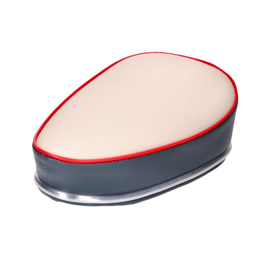 Puch Zadel oldtimer crème/grijs (Made in EU) voor model Condor, Puch en X30 bromfiets