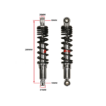 Tomos YSS hydraulische schokbrekerset 280mm chroom/zwart RD220-280P-18 voor Puch Maxi, Tomos en Honda Camino