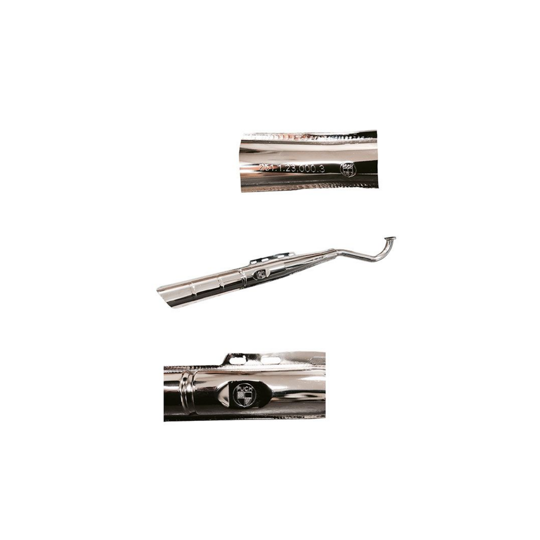 Puch Jamarcol uitlaat 28mm chroom met logo (Made in EU) voor Puch Maxi bromfiets