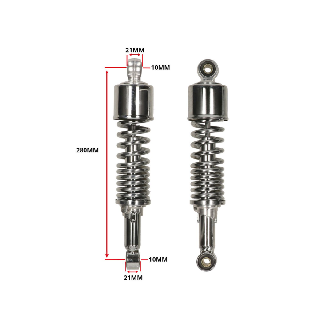 Yamaha Verstelbare schokbrekerset A-kwaliteit 280 mm – chroom uitvoering voor Yamaha FS1