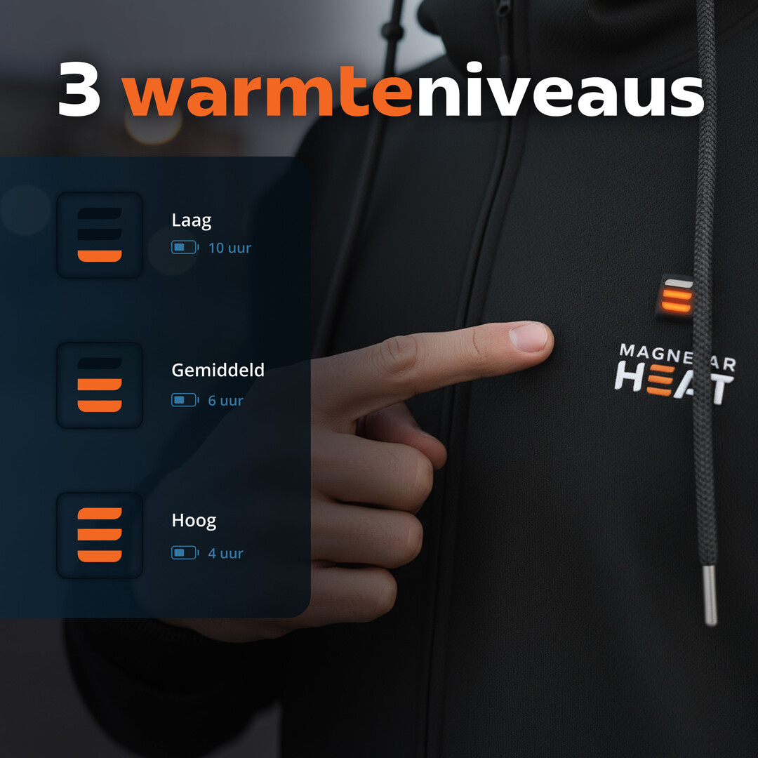 Verwarmd vest ETNA™ heren – zwart – met powerbank – borst & rug verwarming