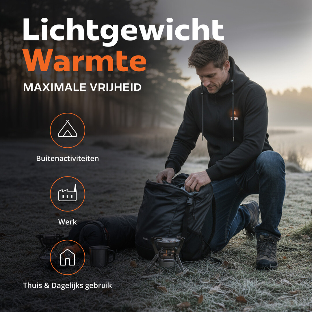 Verwarmd vest ETNA™ heren – zwart – met powerbank – borst & rug verwarming
