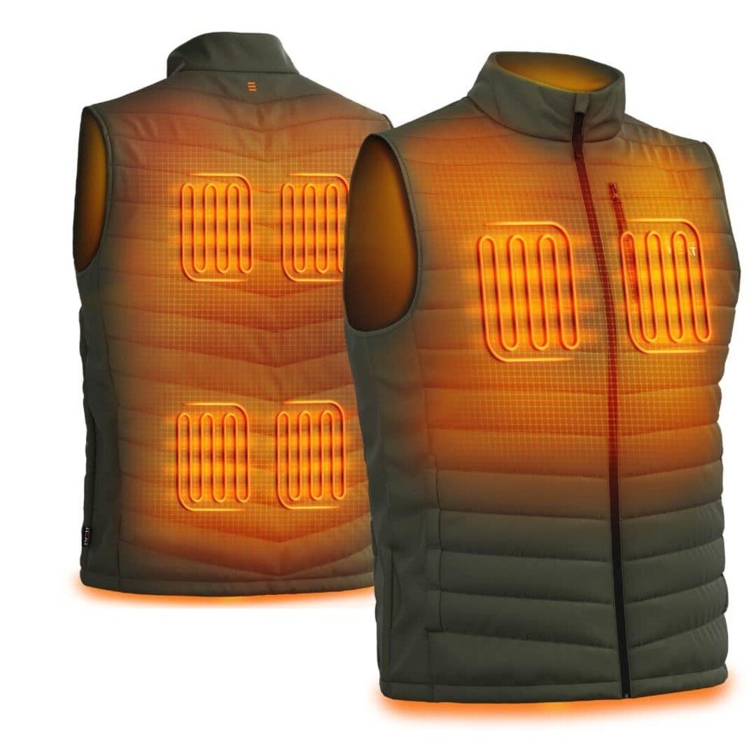 Magnetar Heat® LAVA™ verwarmde bodywarmer heren – groen – met 13.000mAh powerbank – borst & rug verwarming