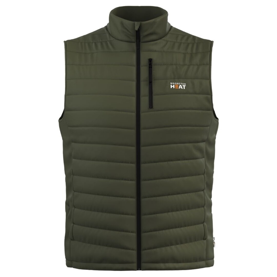 Magnetar Heat® LAVA™ verwarmde bodywarmer heren – groen – met 13.000mAh powerbank – borst & rug verwarming