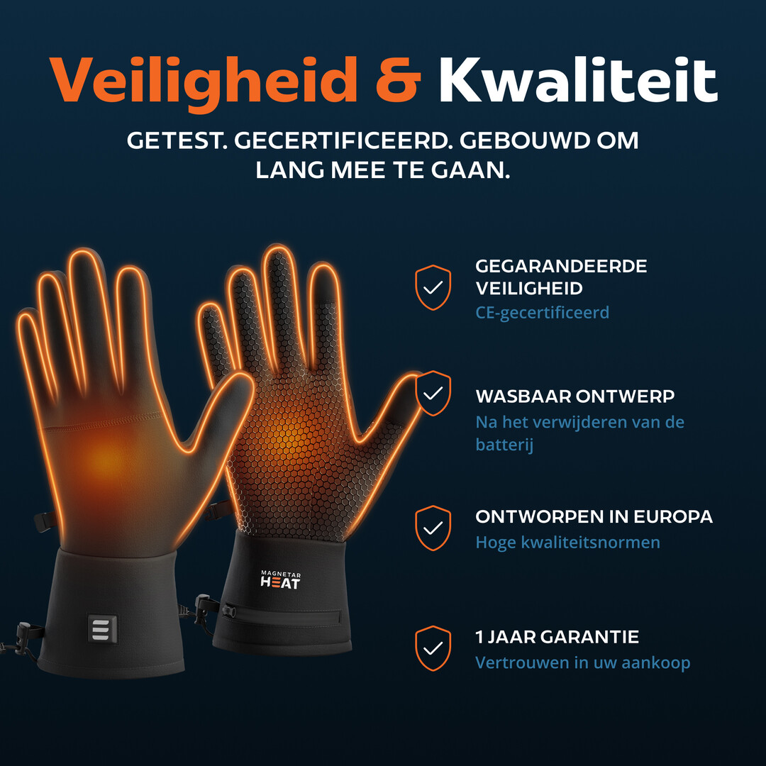 BLAZE verwarmde handschoenen zwart – 2x powerbank inbegrepen – touchscreen, winddicht & waterafstotend