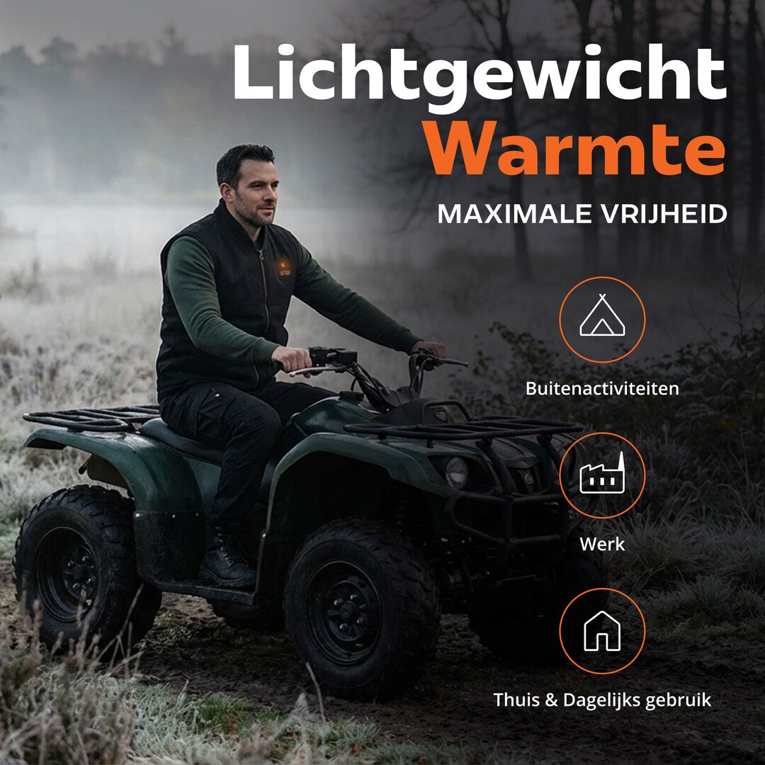 MAGMA™ verwarmde werkbodywarmer heren – zwart – met powerbank – borst, rug & handvakken verwarmd
