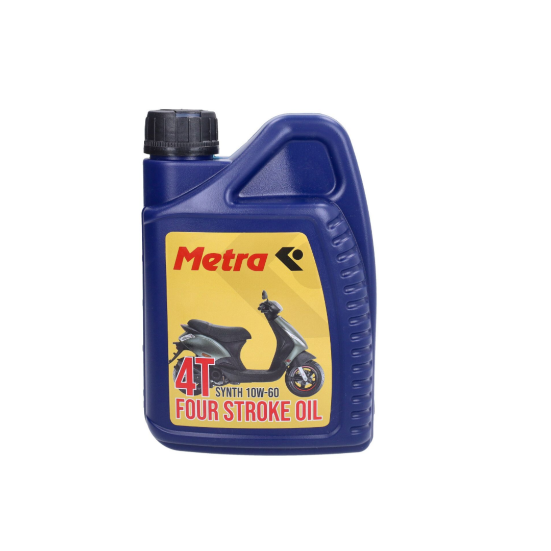 Metrakit volsynthetische motorolie 10W60 4-takt – 1 liter fles met schenktuit – geschikt voor Piaggio & Vespa IGET Euro 4/5 motoren