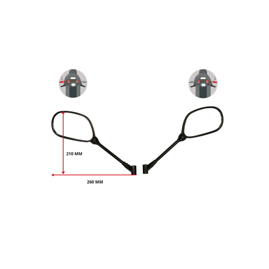 Spiegelset DMP zwart voor Peugeot Kisbee, New Vivacity en Symphony – links en rechts