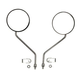 Spiegelset DMP rond M8 chroom/zwart met klem universeel