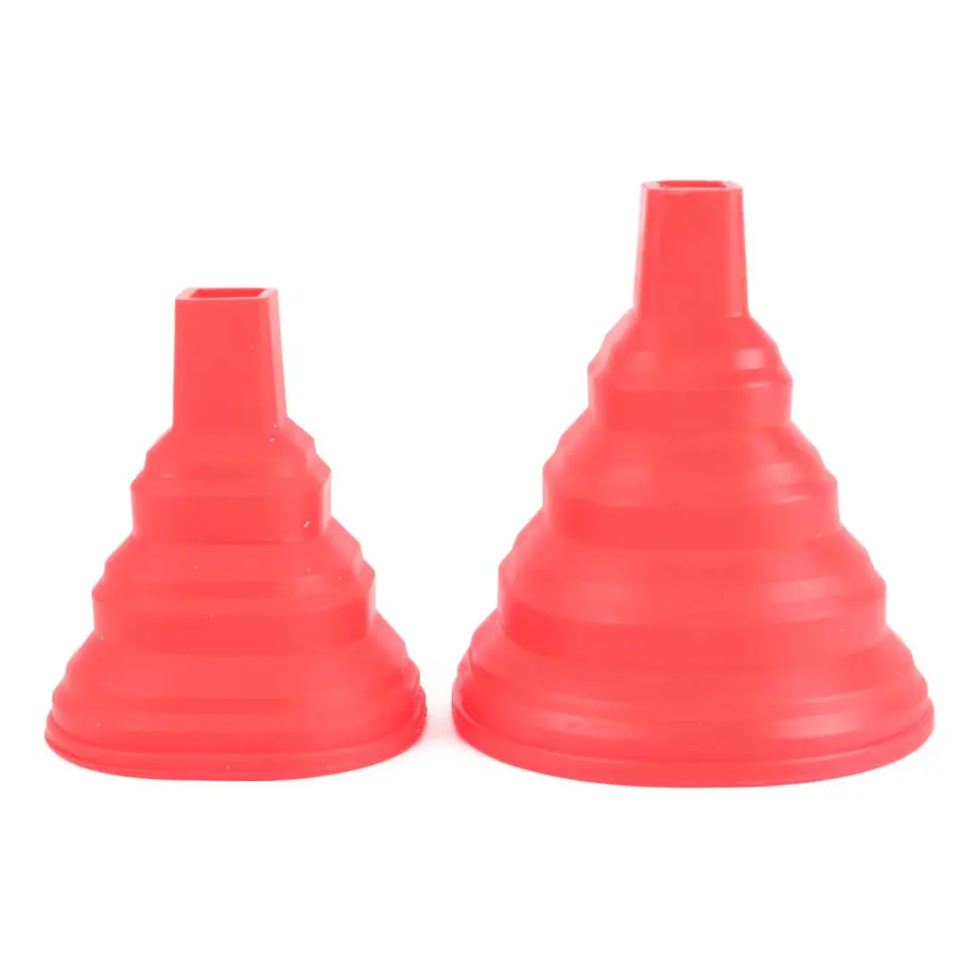 Opvouwbare siliconen trechter set 2-delig met kleine en grote trechter – diameter 5,5 cm en 7 cm