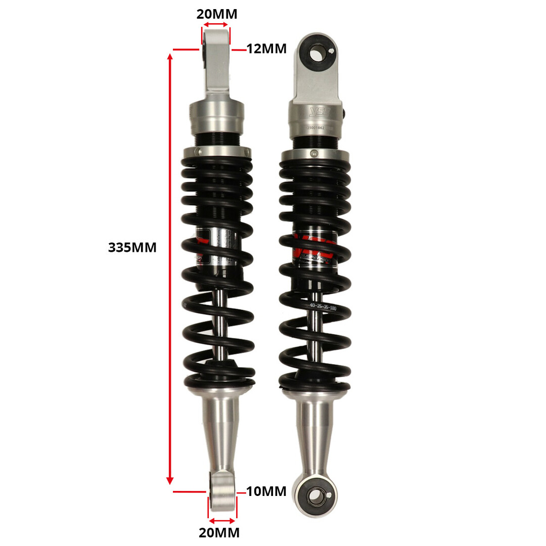 Honda YSS Eco-Line schokbrekerset RE302-335T-23-88 – 335mm zwart voor Honda MB5 en MB8 (1979–1989)