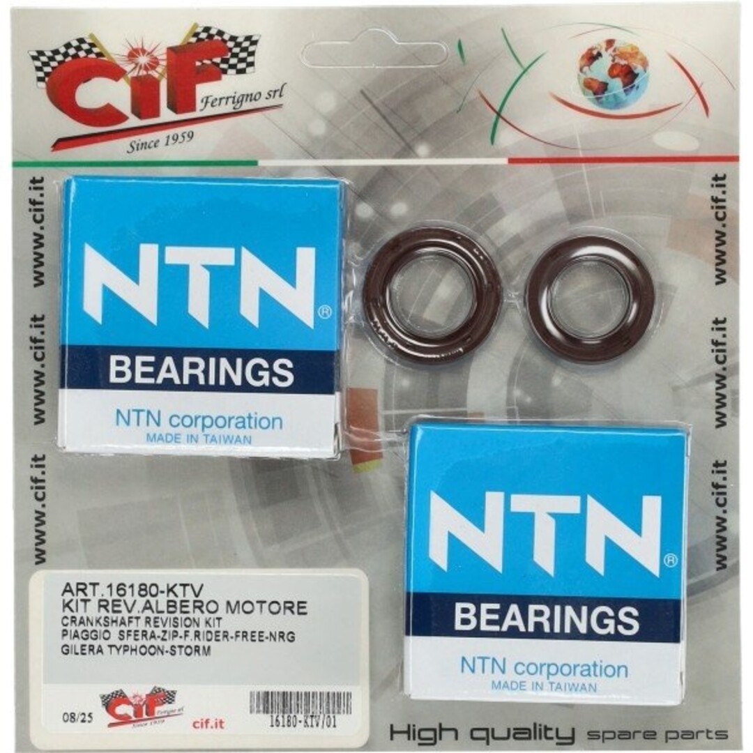 lager+keerringset cif krukas viton ntn 50cc runner, typhoon, sco piaggio 2t, sportcity one