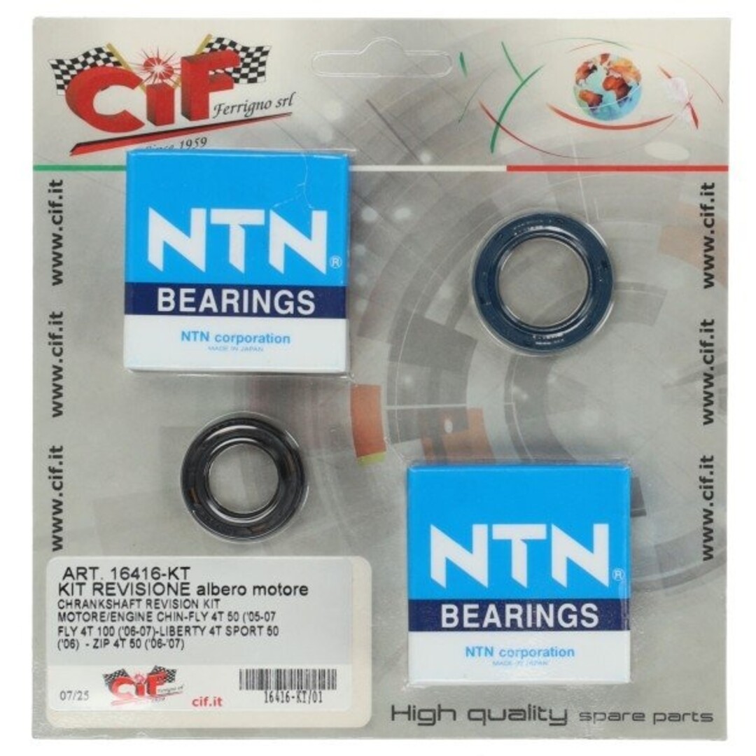 lager+keerringset cif krukas 4t (gelijke lagers) Aprilia/Piaggio/Vespa, scarabeo, sco piaggio 4T