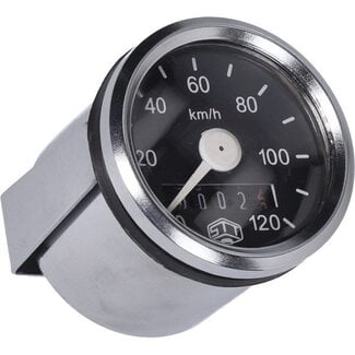 km tellerklok Schmitt 120km/u 48mm zwart/chroom camino, hercules, maxi, tomos, zundapp stt43895