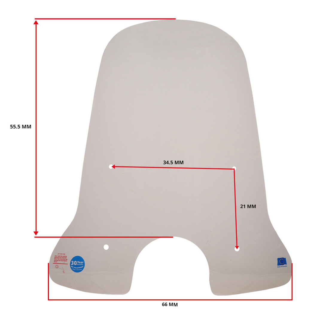 Windscherm Regia hoog helder 72cm incl. bevestigingsset IVA Ibiza / Razzo Lucca / Znen Revival (made in EU)