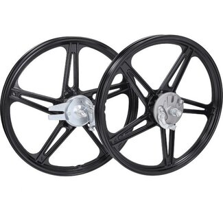 Peugeot wielset fast-arrow compleet 5-spaaks 17 inch zwart glans peugeot, 103, 103spx