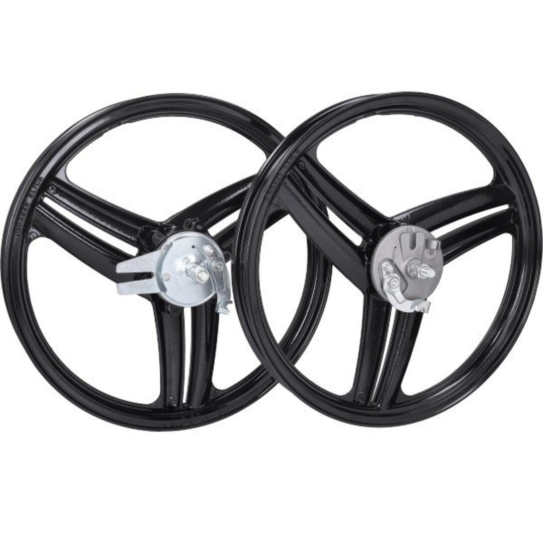 wielset fast-arrow compleet 3-spaaks 17 inch zwart glans peugeot, 103, 103spx