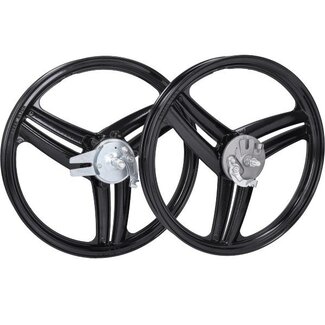 wielset fast-arrow compleet 3-spaaks 17 inch zwart glans peugeot, 103, 103spx