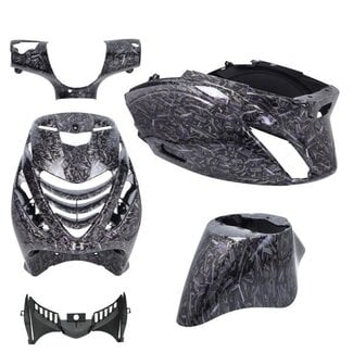 plaatwerkset DMP model SP EVO-1 Forged Flakes  glans zwart/zilver/paars 5-delig zip 100/125, zip2000