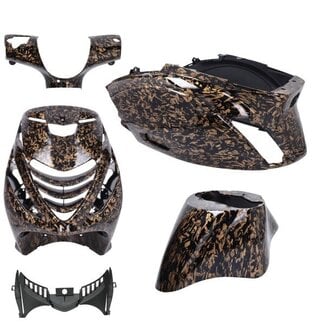 plaatwerkset DMP model SP EVO-1 Forged Flakes glans zwart/goud 5-delig zip 100/125, zip2000