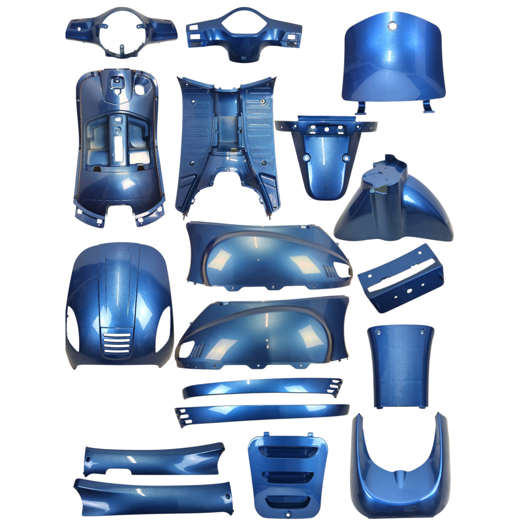 plaatwerkset (china vespa ronde koplamp) blauw/grijs 18-delig agm, vx50, china lx/napoli
