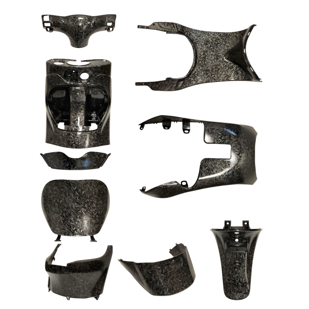 plaatwerkset binnenzijde compleet forged carbon look 9-delig zip2000, zip 4t, zip 100/125
