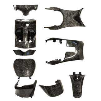 plaatwerkset binnenzijde compleet forged carbon look 9-delig zip2000, zip 4t, zip 100/125