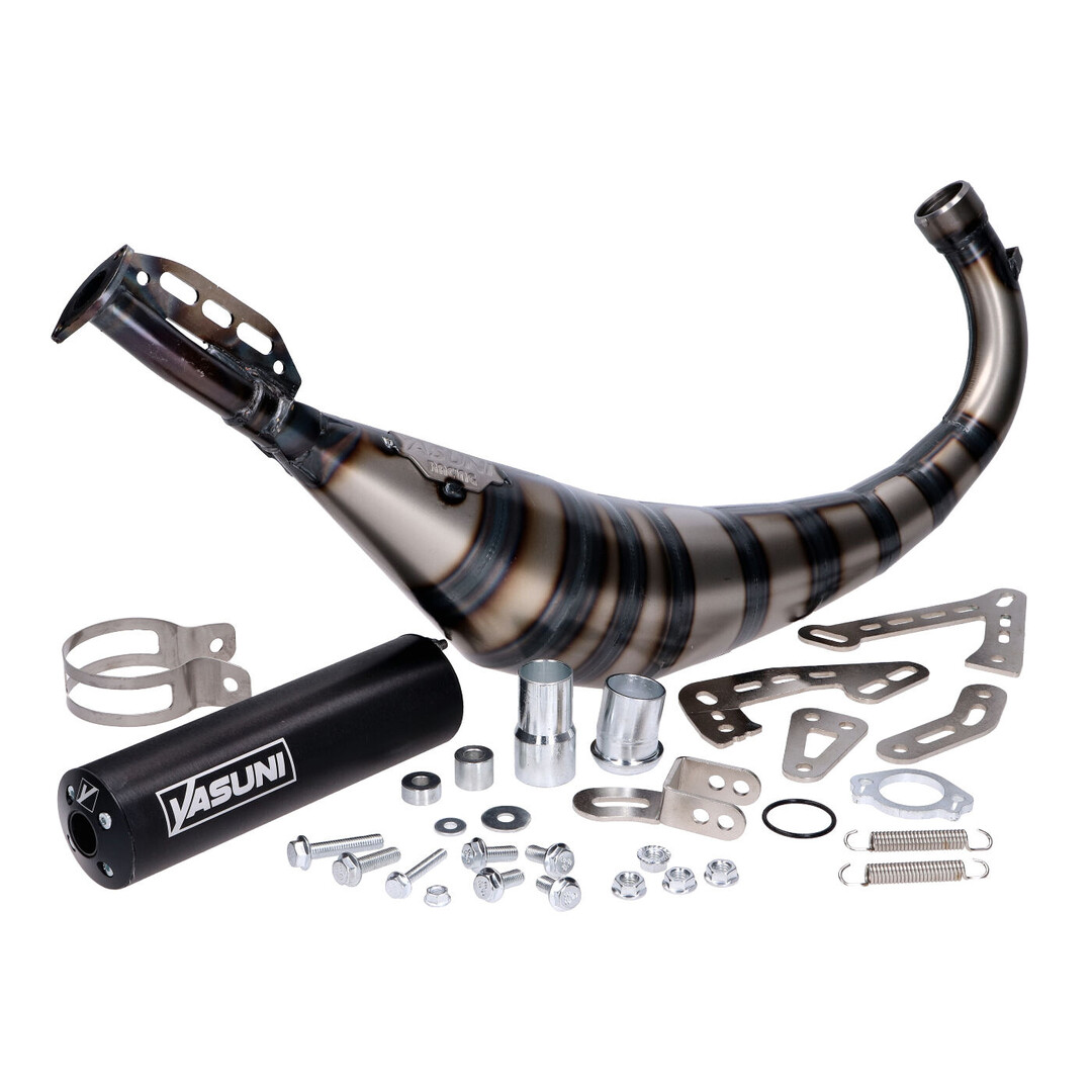 uitlaat yasuni R3 carrera zwart beta rr50, derbi, minarelli tub809th