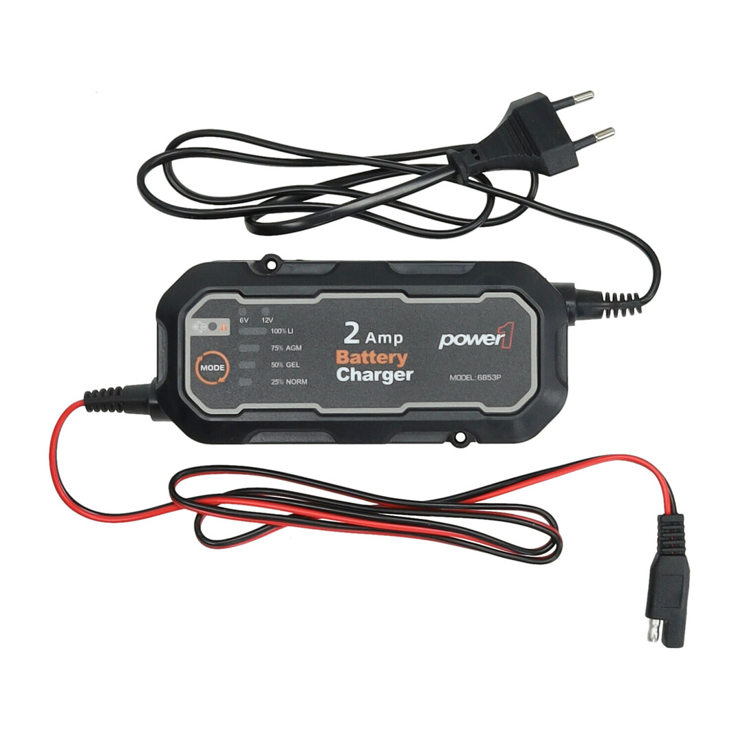 acculader Power1 6v + 12v 2amp univ