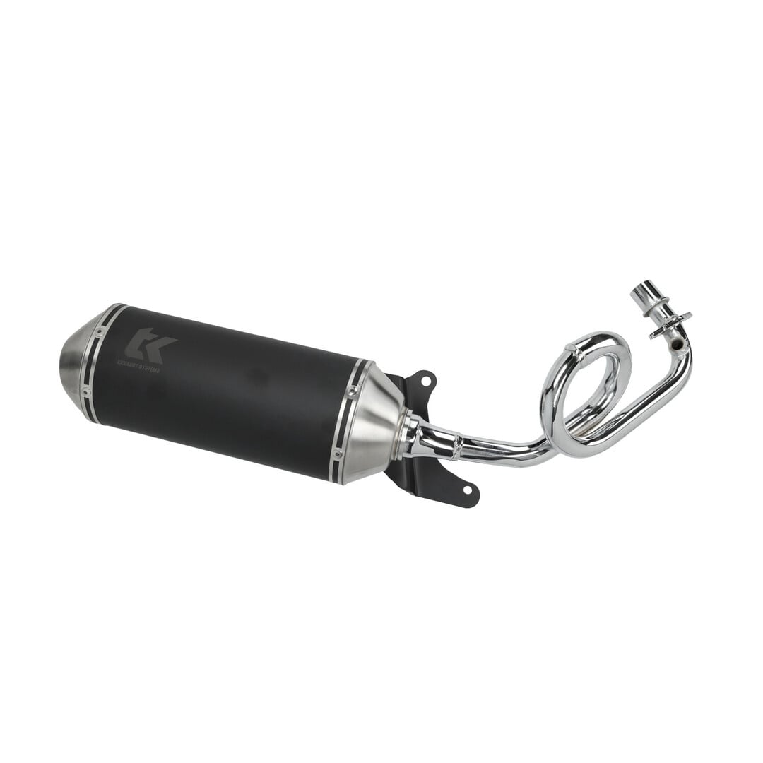 uitlaat Turbokit ovaal euro-5 Gmax chrome bocht zwart/alu zip 4t 3v, piaggio & gilera