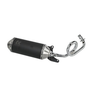 uitlaat Turbokit ovaal euro-5 Gmax chrome bocht zwart/alu zip 4t 3v, piaggio & gilera