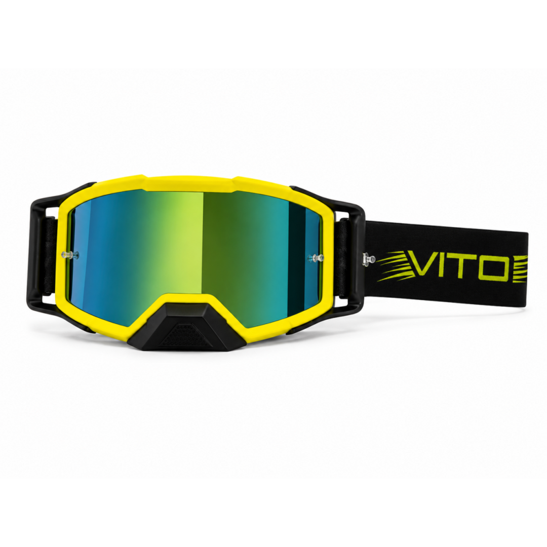 Vito VITO Pulse crossbril geel/zwart met goud-geel Revo vizier en anti-slip strap