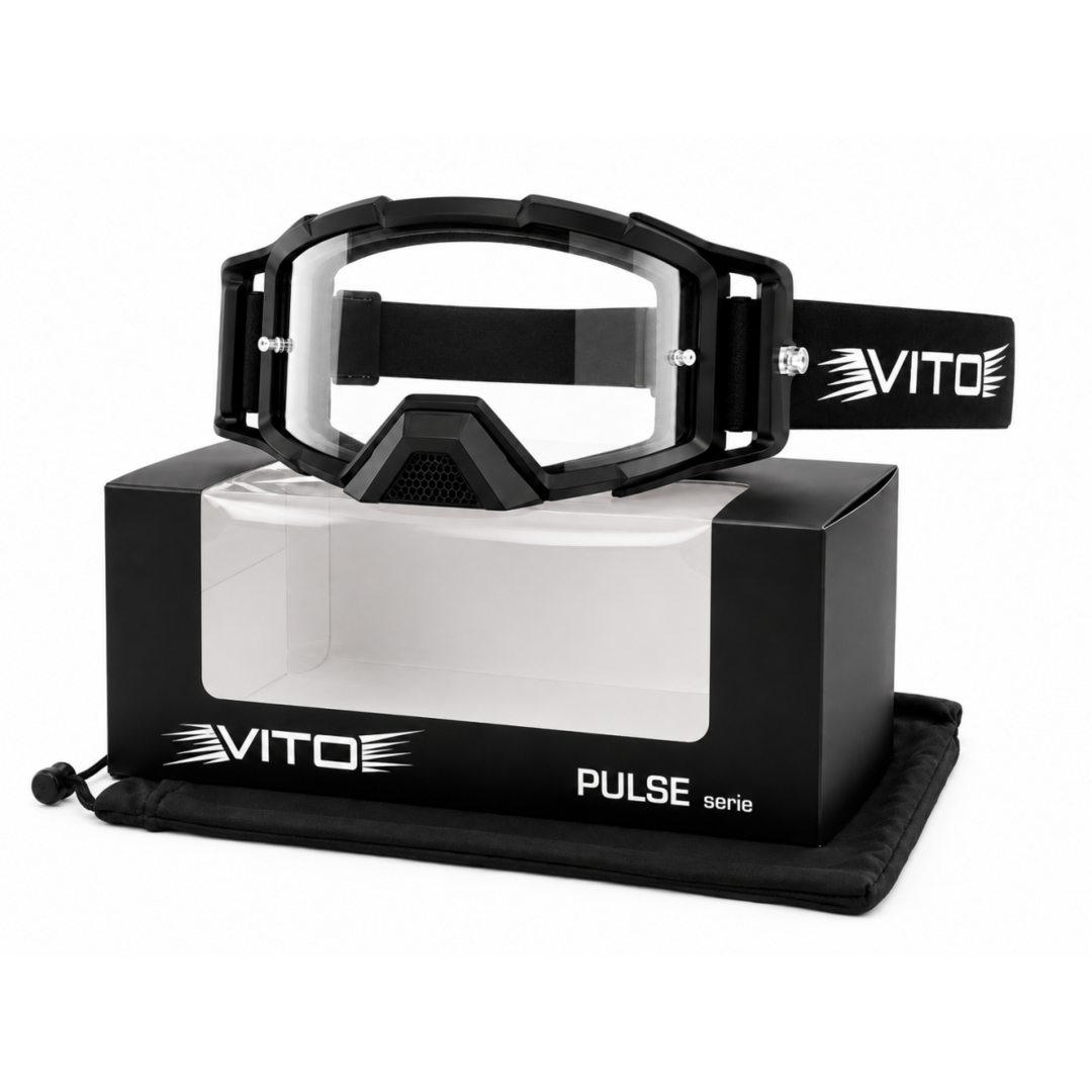 Vito VITO Pulse crossbril zwart met clear transparant vizier en anti-slip strap