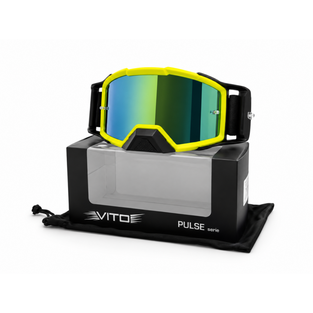 Vito VITO Pulse crossbril geel/zwart met goud-geel Revo vizier en anti-slip strap
