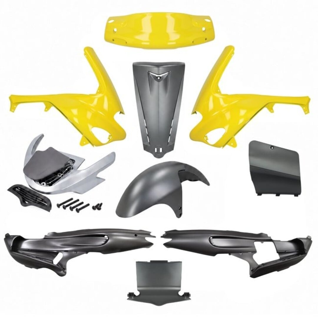 plaatwerkset origineel model + spoiler SP PRO geel/opaco gilera runner 50/125/180
