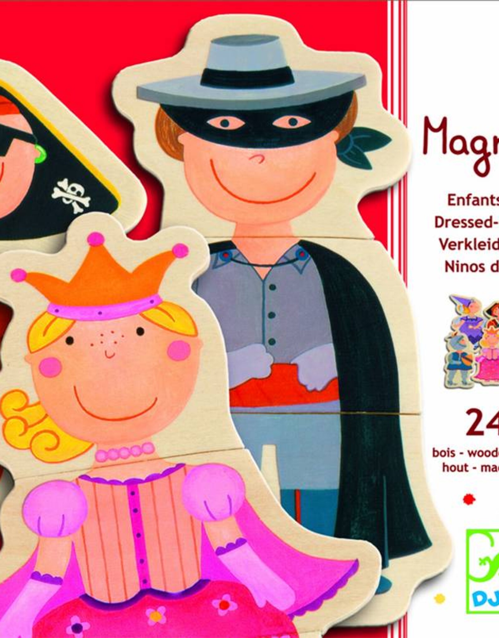 Djeco Speelgoed Houten Magneten Kinder Verkleedpartij (vanaf 2 jaar)
