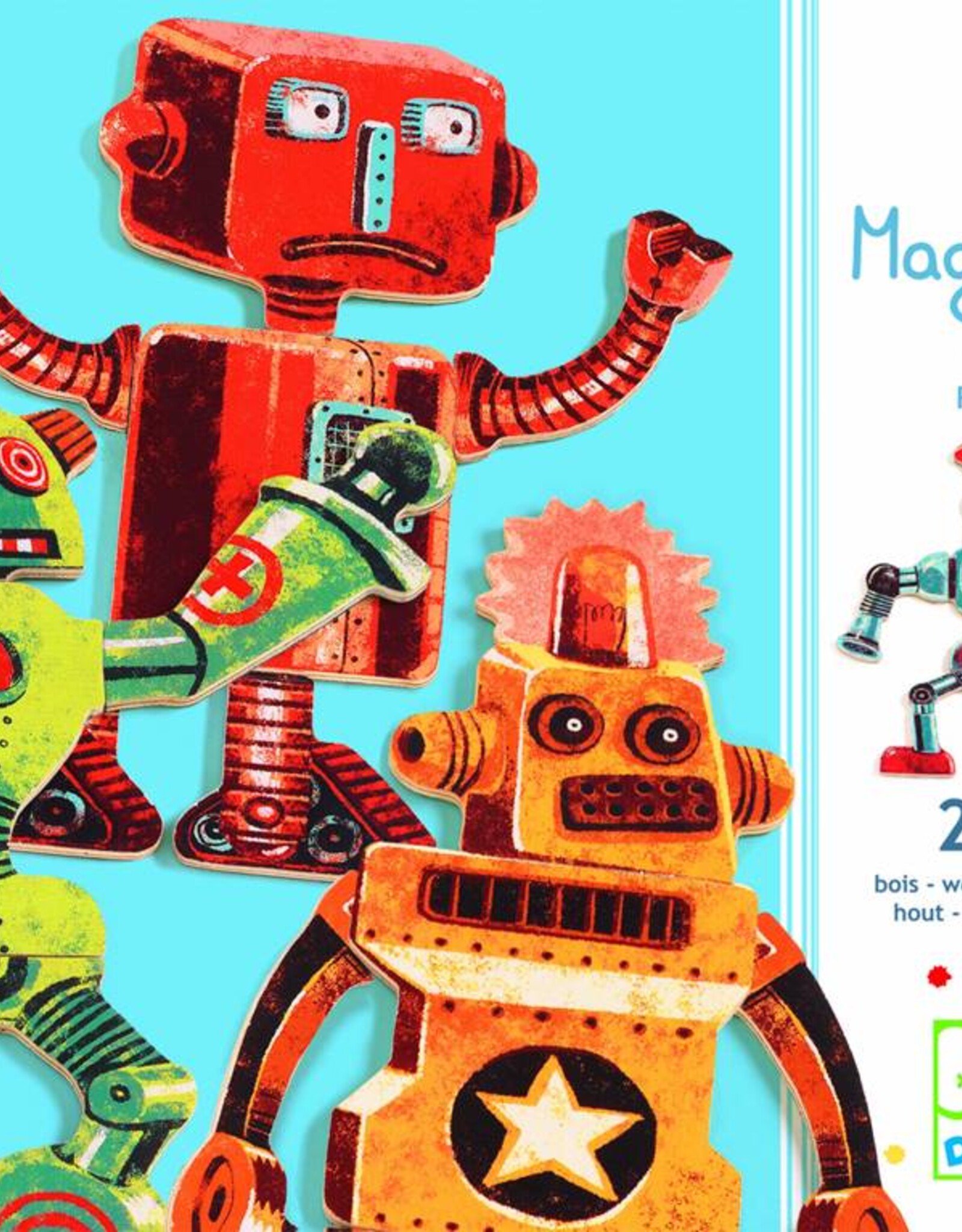 Djeco Speelgoed houten magneten Robots (vanaf 3 jaar)