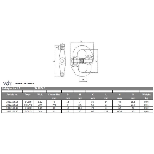 VDH Verbindingsschalm - grade 80 - Lengte 13 mm - 5,3 ton VDH VDH Verbindingsschalm - grade 80 - Lengte 13 mm - 5,3 ton